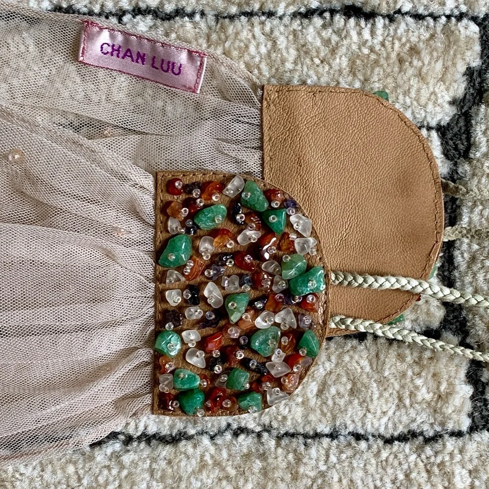 Chan Luu Semi Precious Stones Mesh Belt - Beige - Picture 4 of 15